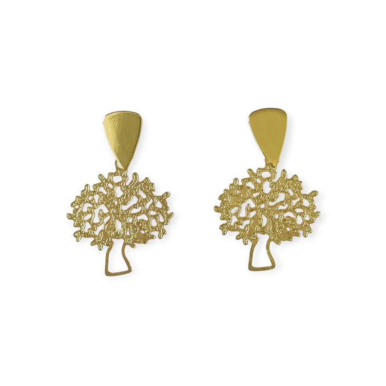 Aros Árbol De La Vida Calado Enchapado Oro 18 K -0