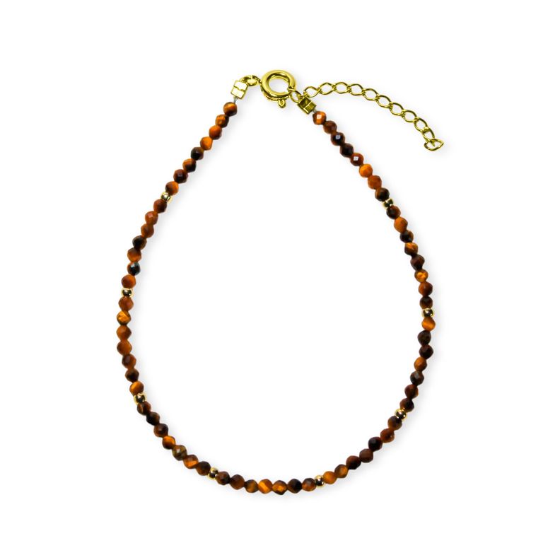 Pulsera Ojo De Tigre Mostacilla Enchapado Oro 18K-0
