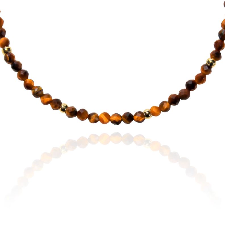 Pulsera Ojo De Tigre Mostacilla Enchapado Oro 18K-1