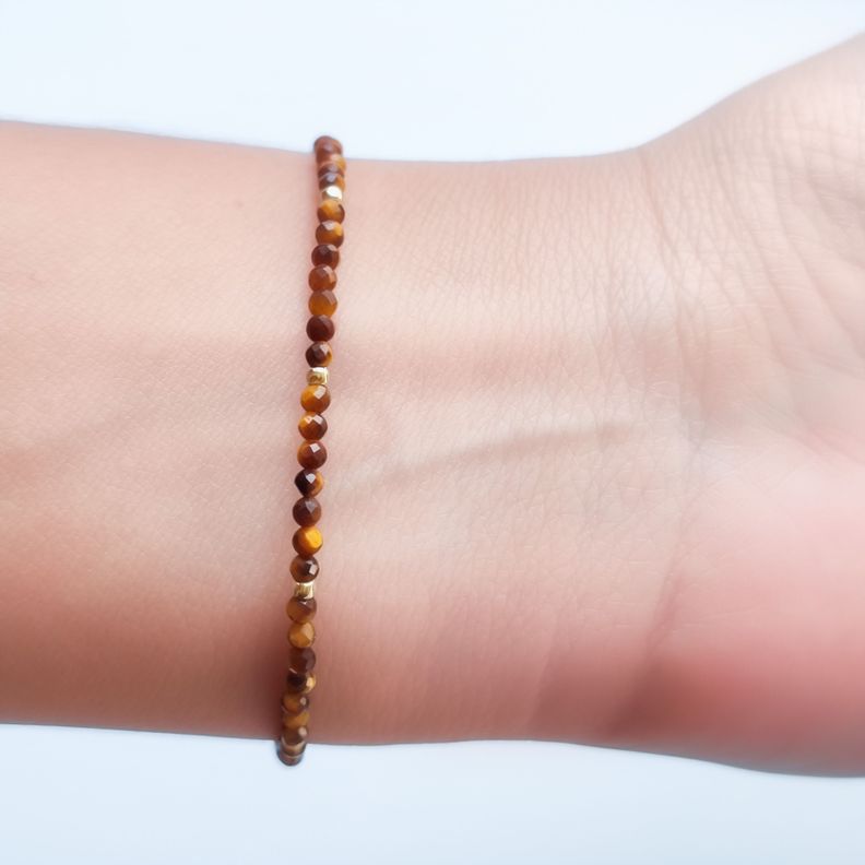 Pulsera Ojo De Tigre Mostacilla Enchapado Oro 18K-3