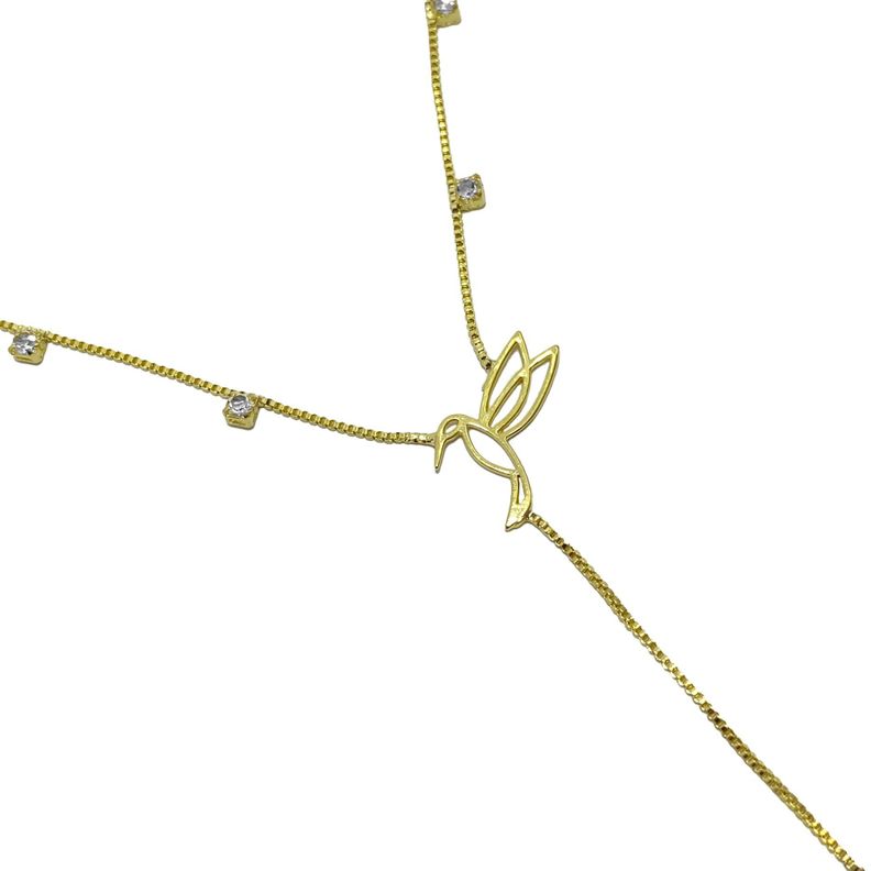 Collar Colibrí Circón Enchapado Oro 18K-1