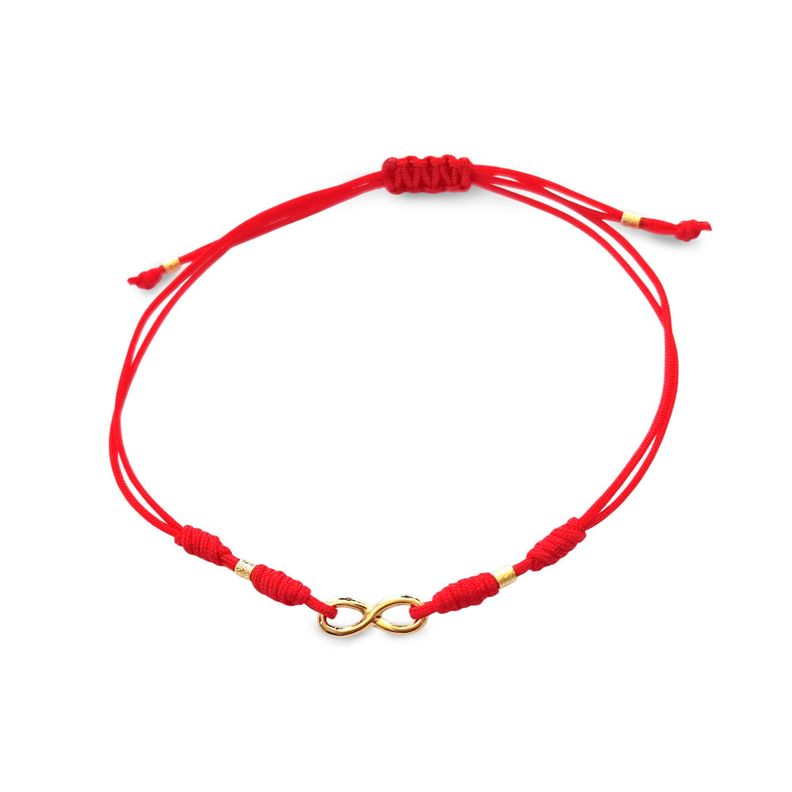 Pulsera Mini Infinito Enchapado Oro 18K Cordón Rojo-1