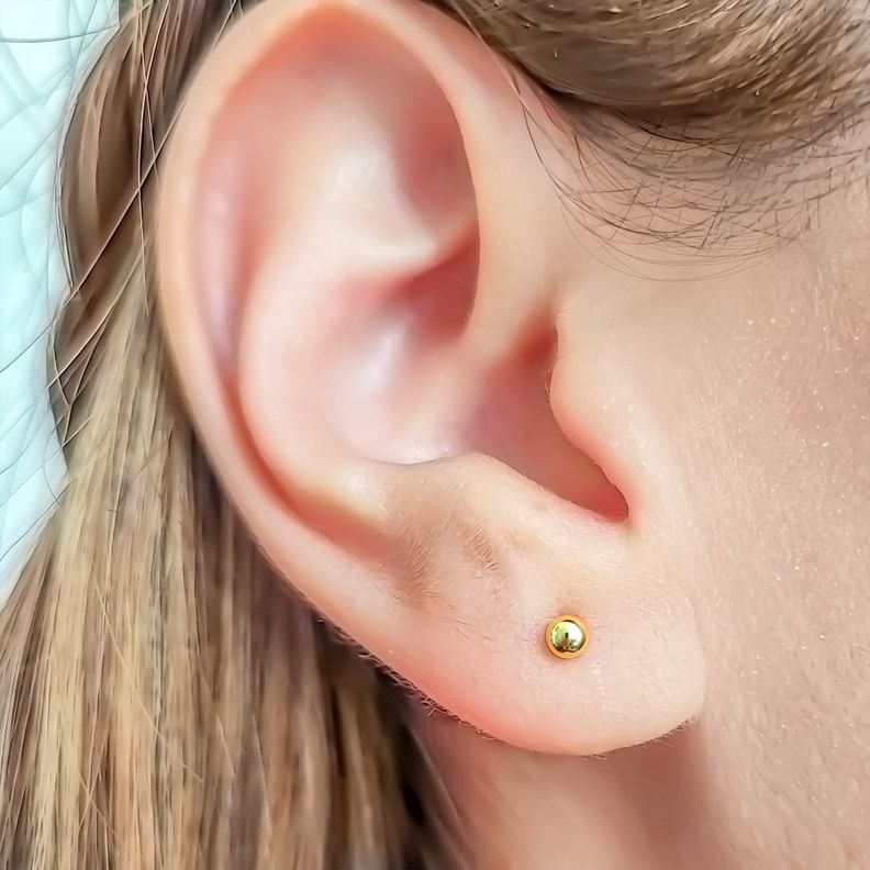 Aros Bebé Bolita 3mm Enchapado Oro 18K-1