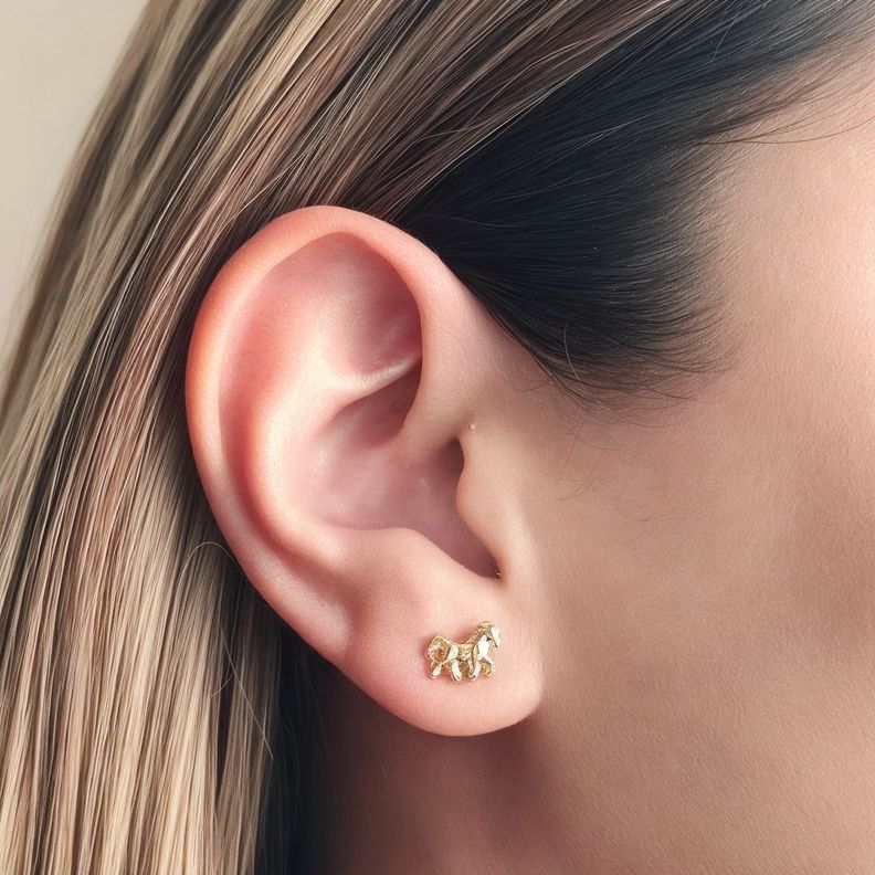 Aros Caballo Enchapado Oro 18K-2