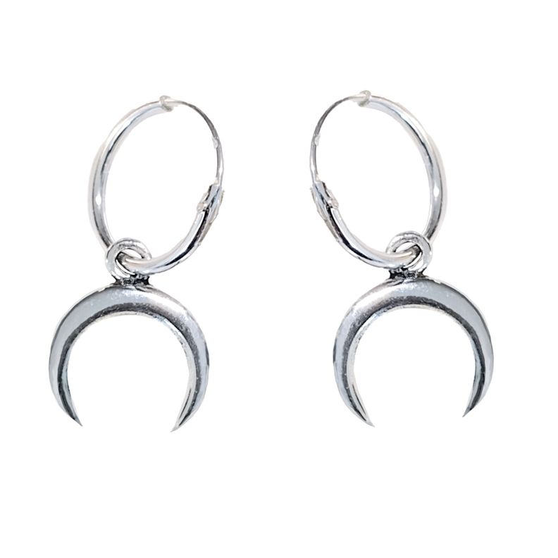 Aros Argolla Luna Invertida Mini Plata Fina 925-0