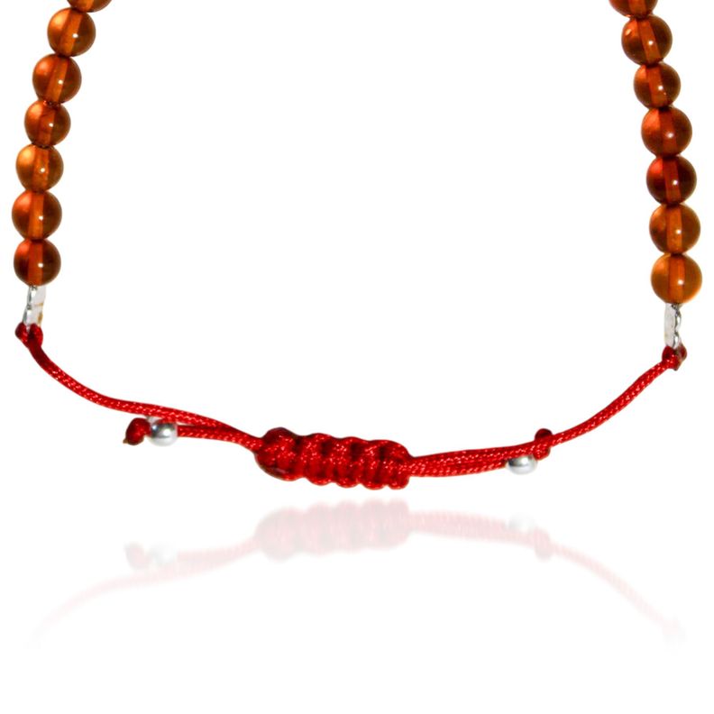 Pulsera Ámbar Bebé Cordón Rojo Plata Fina 925-3