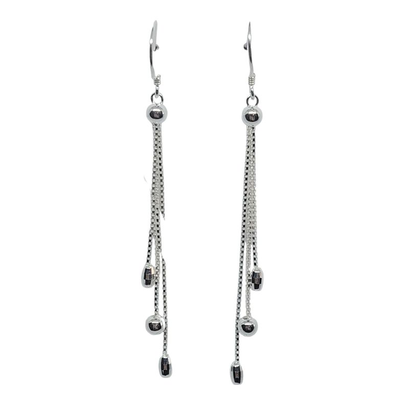 Aros Largo Melón Cadena Plata Fina 925-0