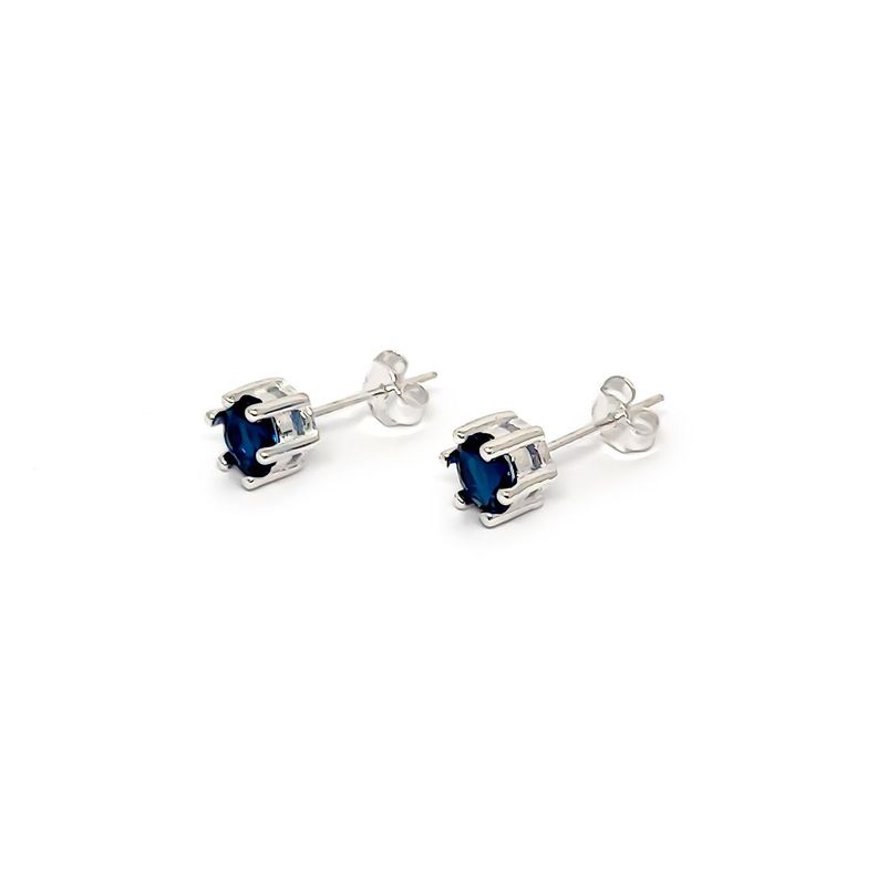 Aros Punto de Luz Grifas Circon Azul 6mm Plata Fina 925