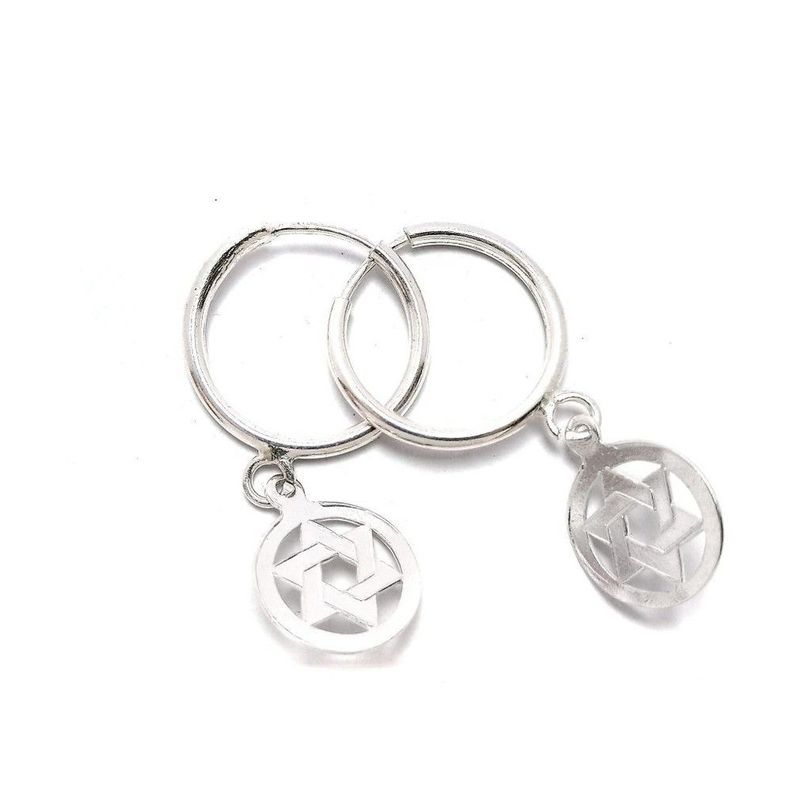 Aros Argolla Estrella David Plata Fina 925-0