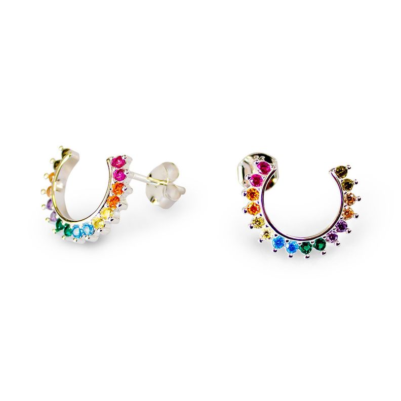 Aros Trepador Cintillo Circon Colores 22mm Plata Fina 925