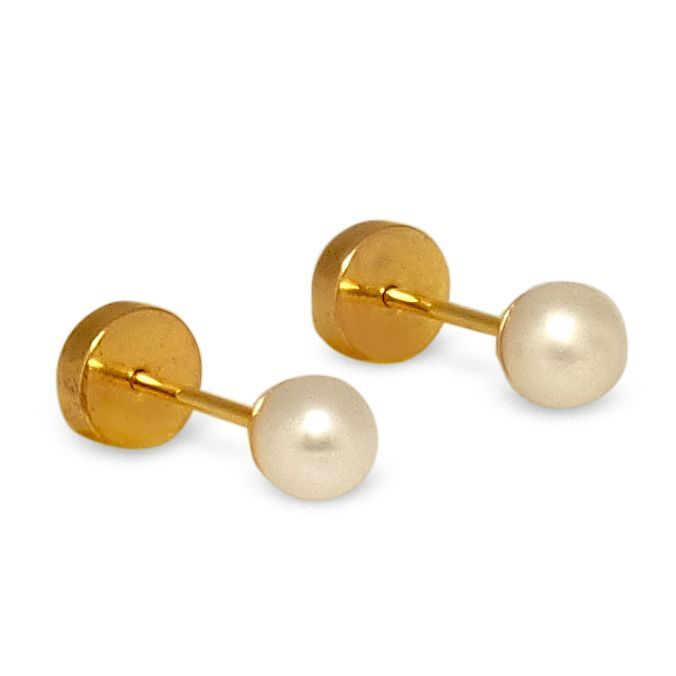 Aros Abridores Bebé Perla Cultivada 3mm Oro 18K-0
