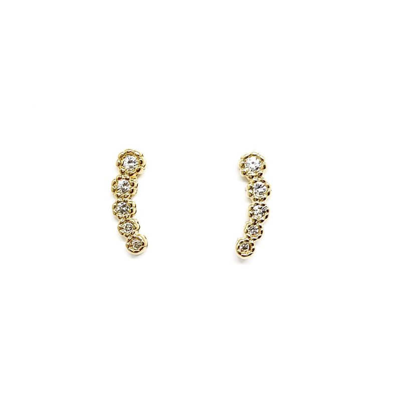 Aros Trepadores 5 Flores Circón Enchapado Oro 18K-0