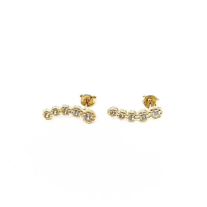 Aros Trepadores 5 Flores Circón Enchapado Oro 18K-1
