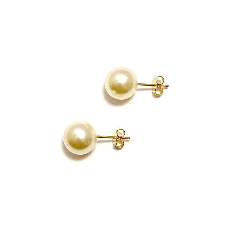Aros Perla Sintética 10mm Enchapado Oro 18K-0