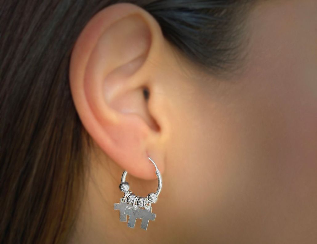 Aros Argollas Bolitas Cruces Plata Fina 925-1