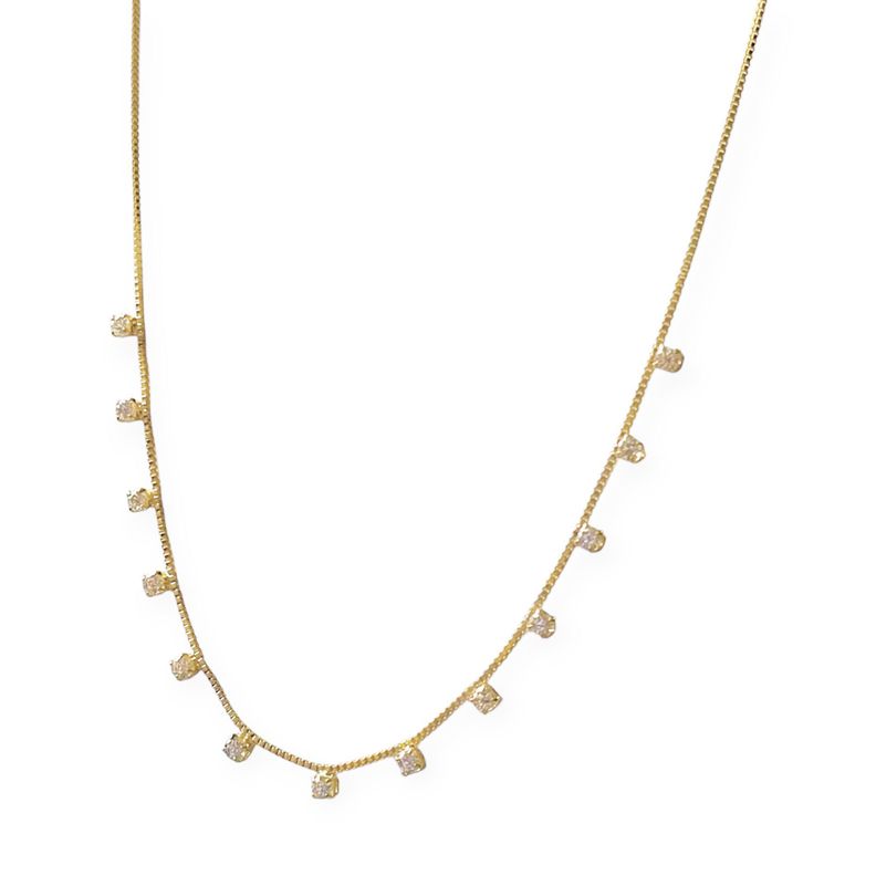 Collar 13 Circones Cadena Veneciana Enchapado Oro 18K-0
