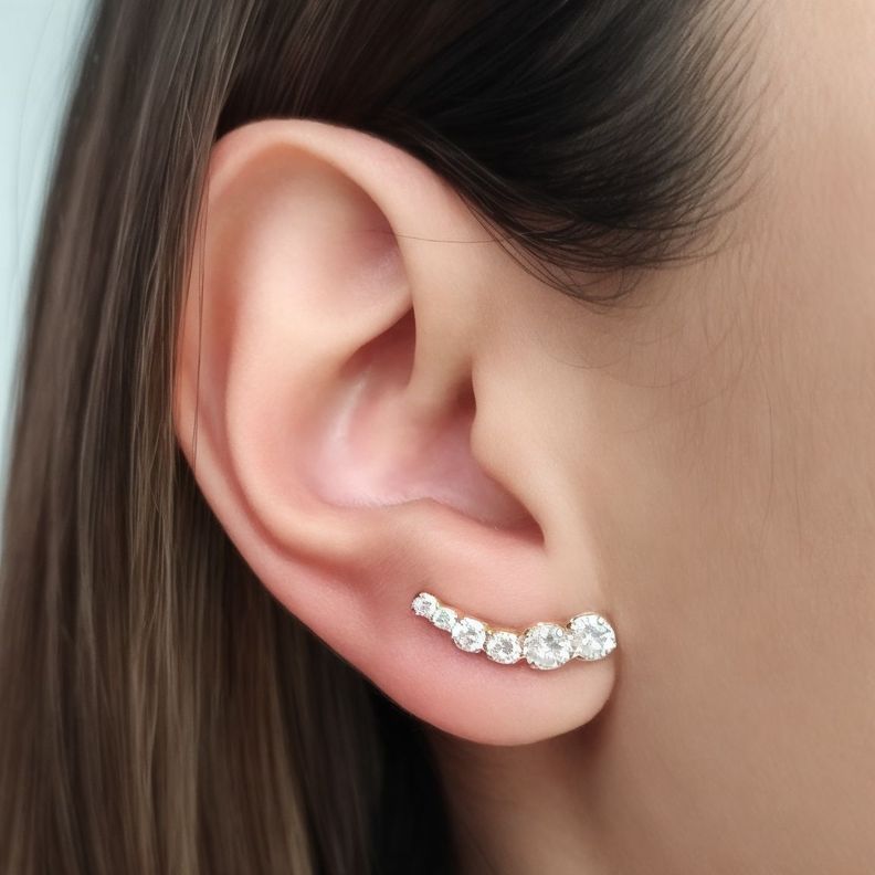Aros Trepadores 6 Circones Enchapado Oro 18K-2