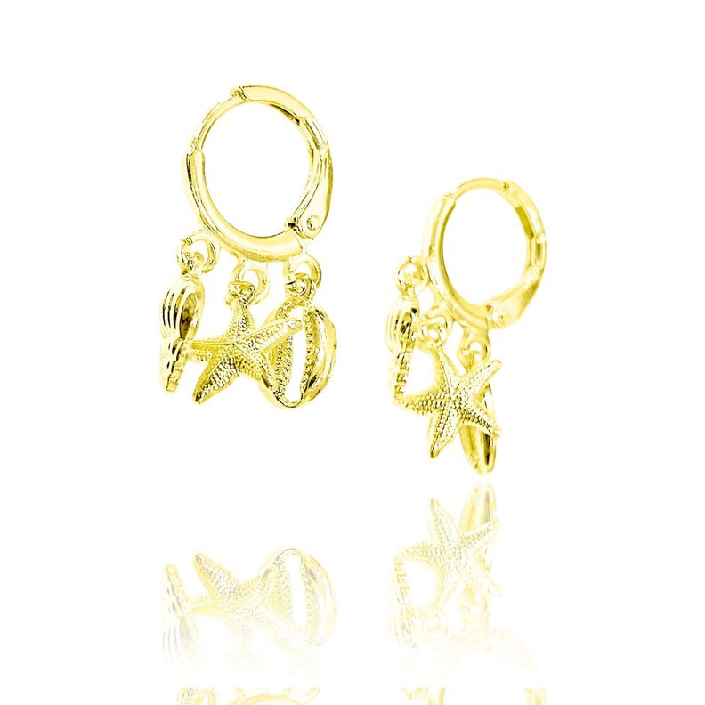 Aros Argolla Chiches Marinos Enchapados Oro 18K