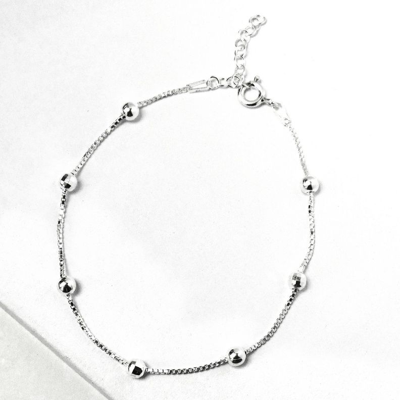 Pulsera Bolitas Plata Fina 925-0