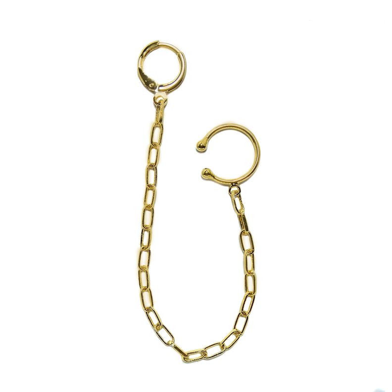 Aro Trepadores Piercing Cadena Eslabón Enchapado Oro 18K-0