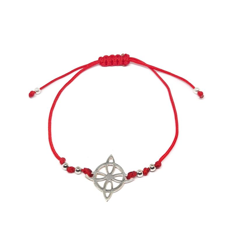 Pulsera Infinito Curvo Plata Fina 925 Cordón Rojo-0