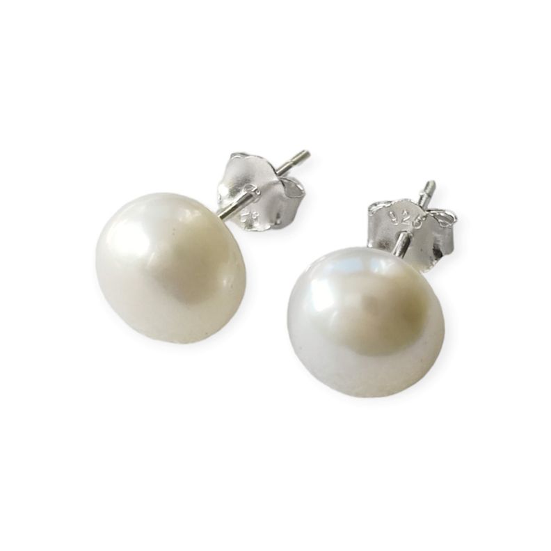 Aros Perla De Río Blanca 8mm Plata Fina 925-0