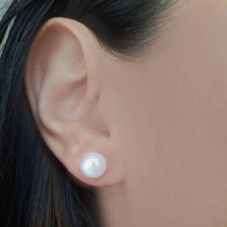 Aros Perla De Río Blanca 8mm Plata Fina 925-1