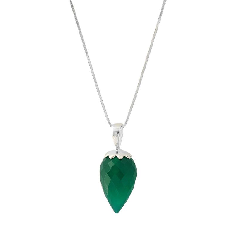 Collar Péndulo Facetado Ónix Verde Plata Fina 925-1
