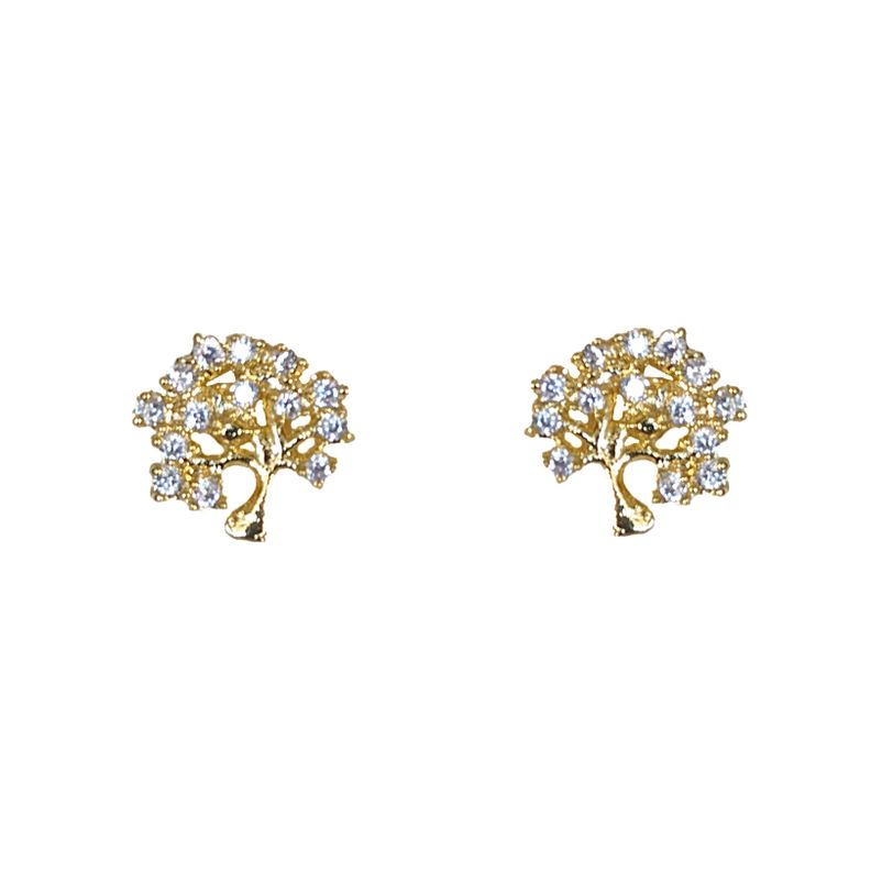 Aros Árbol Circón Enchapado Oro 18K -0