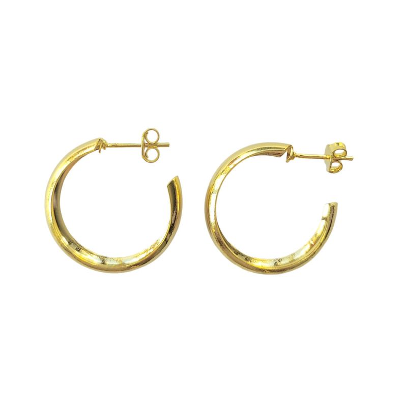 Aros Argollas Bote Medianas 22mm Enchapado Oro 18 K-0