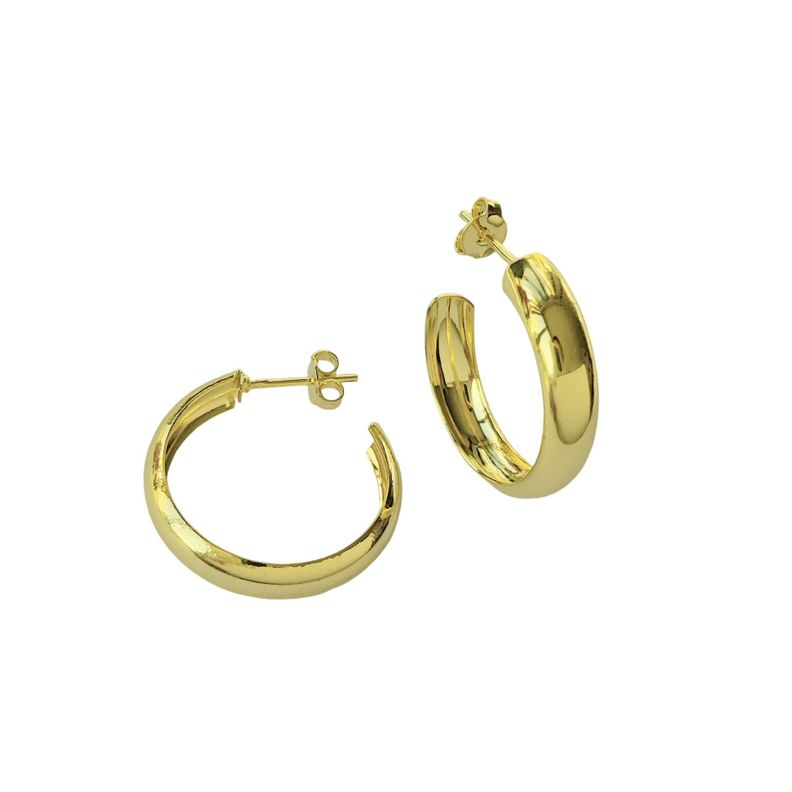 Aros Argollas Bote Medianas 22mm Enchapado Oro 18 K-1