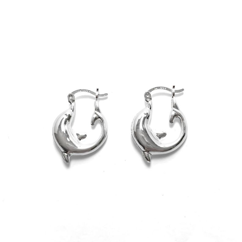 Aros Argolla Delfín Plata Fina 925-0