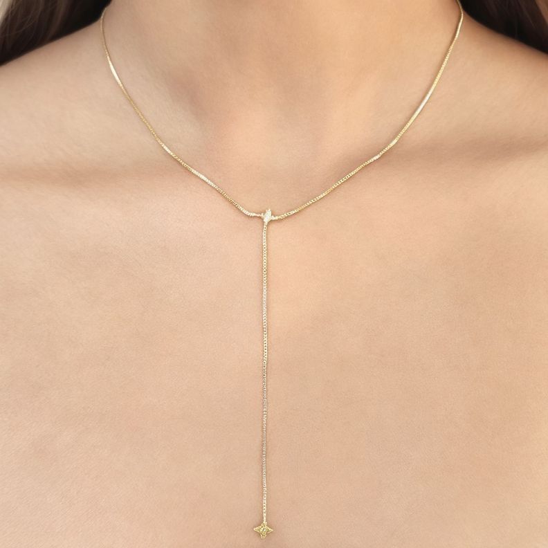 Collar Estrella Fugaz Cadena Veneciana Enchapado Oro 18K-3