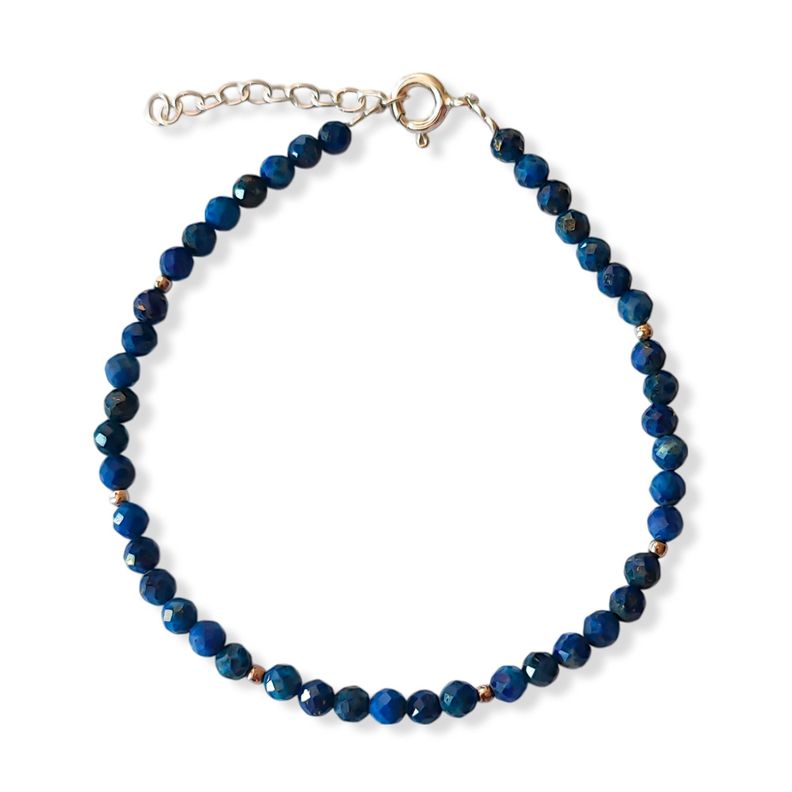 Pulsera Lapislázuli 3mm Facetada Plata Fina 925-0