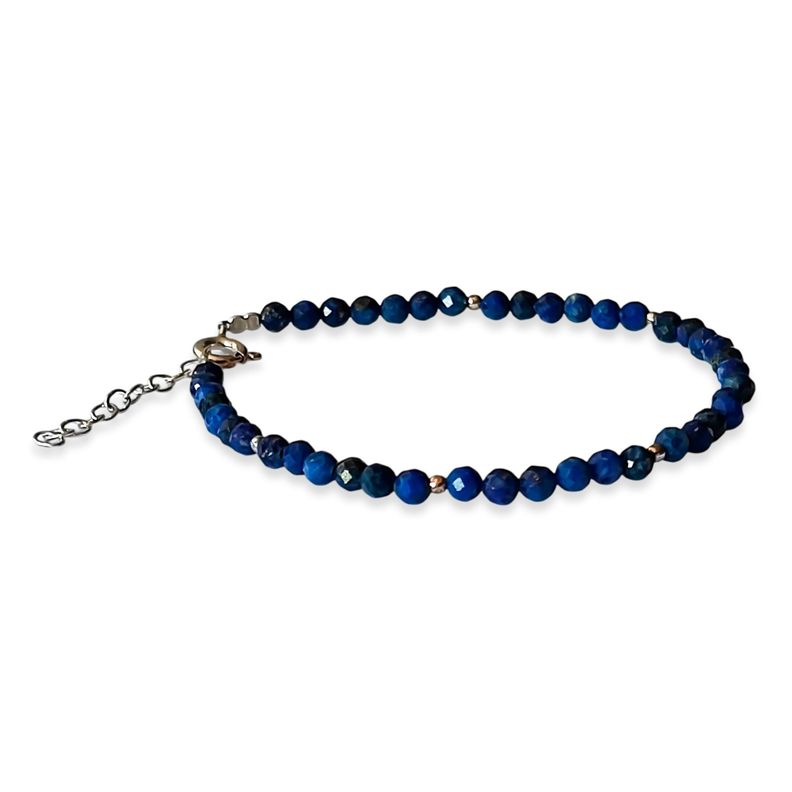 Pulsera Lapislázuli 3mm Facetada Plata Fina 925-1