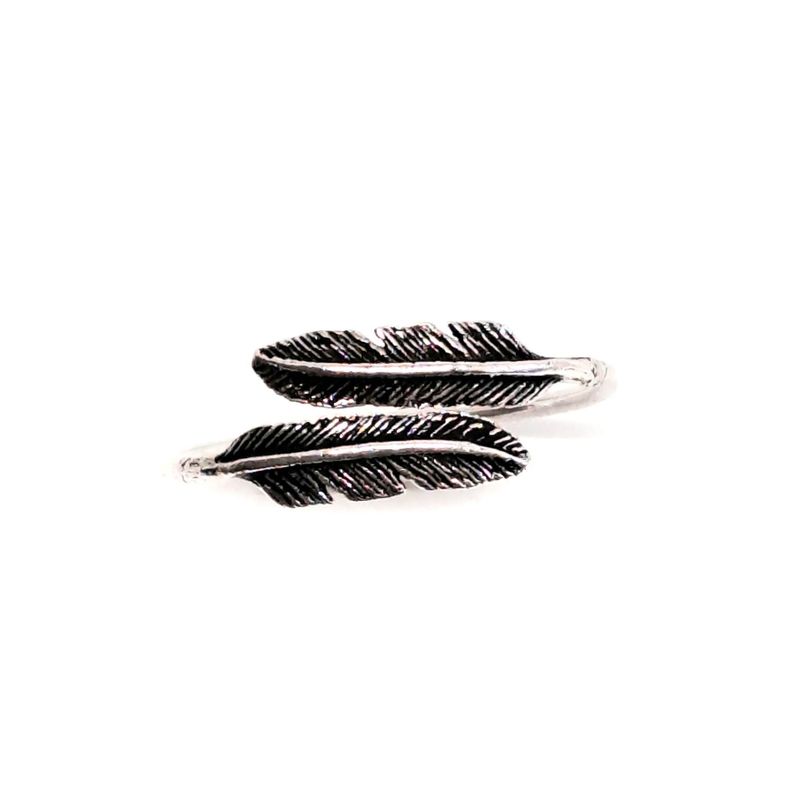 Anillo Dos Plumas #15 Plata Fina 925-0
