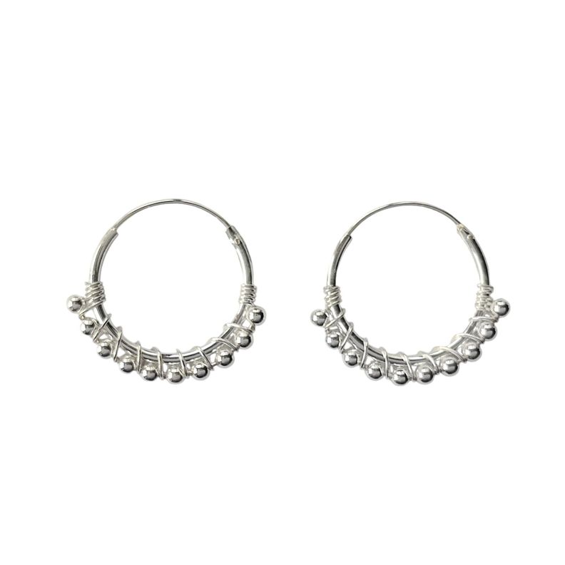 Aros Argolla Alba Pelotitas 16mm Plata Fina 925-0