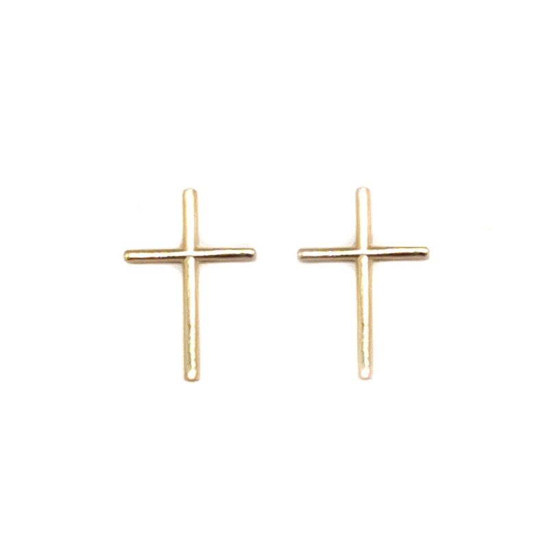 Aros Cruz Enchapado Oro 18KAN-1