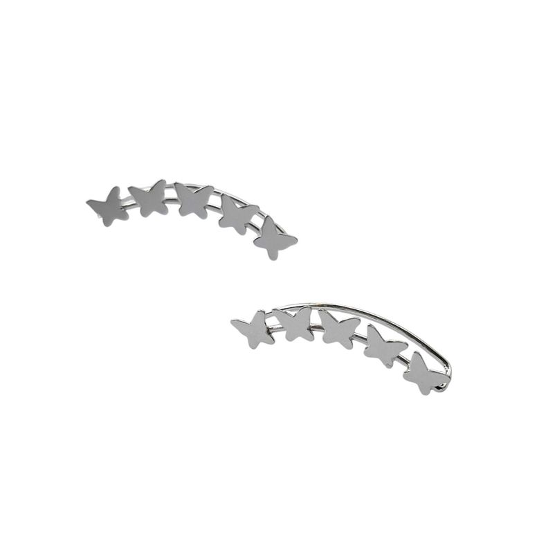 Aros Trepadores Mariposas Plata Fina 925-1