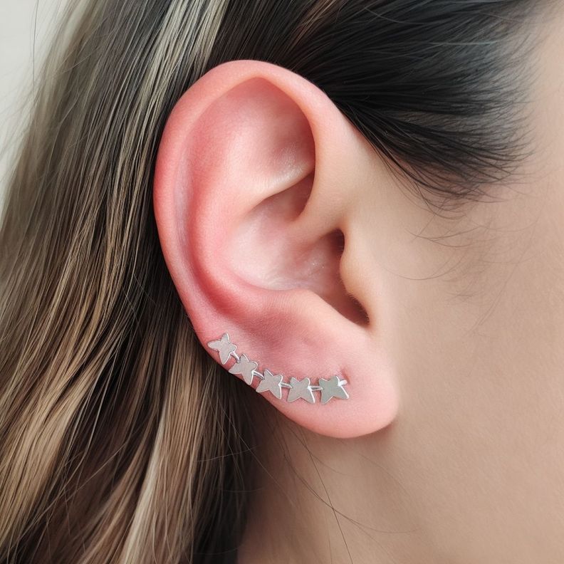 Aros Trepadores Mariposas Plata Fina 925-2