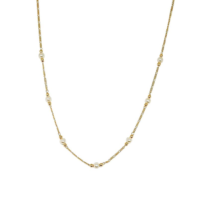 Collar Lis Perlas Sintéticas Enchapado Oro 18K-0