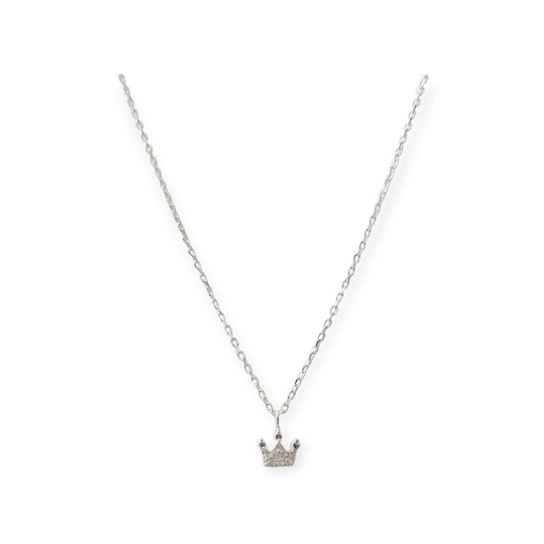 Collar Corona Pequena Circon Plata Fina 925