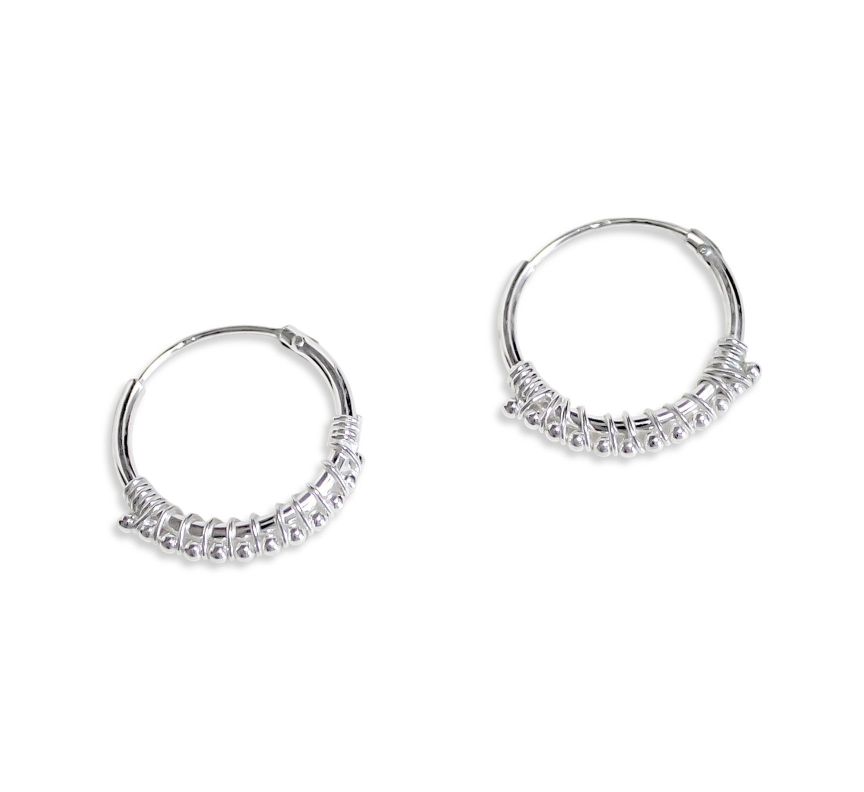 Aros Argolla Mini Bolita 14mm Plata Fina 925-0