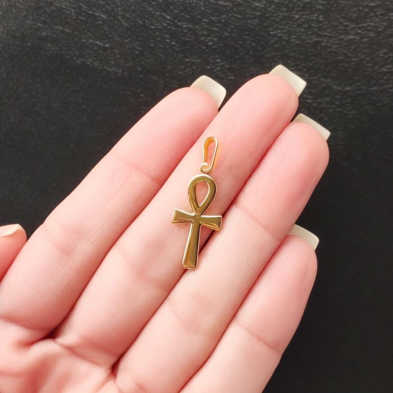 Colgante Cruz Ankh Enchapado Oro 18K-1
