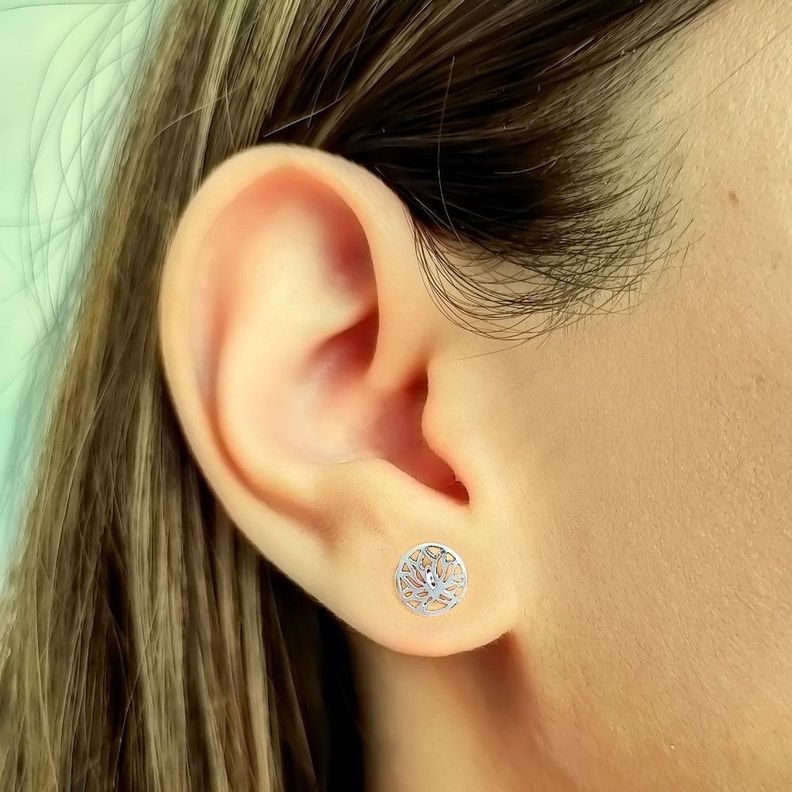 Aros Flor De Loto Mini Plata Fina 925-3