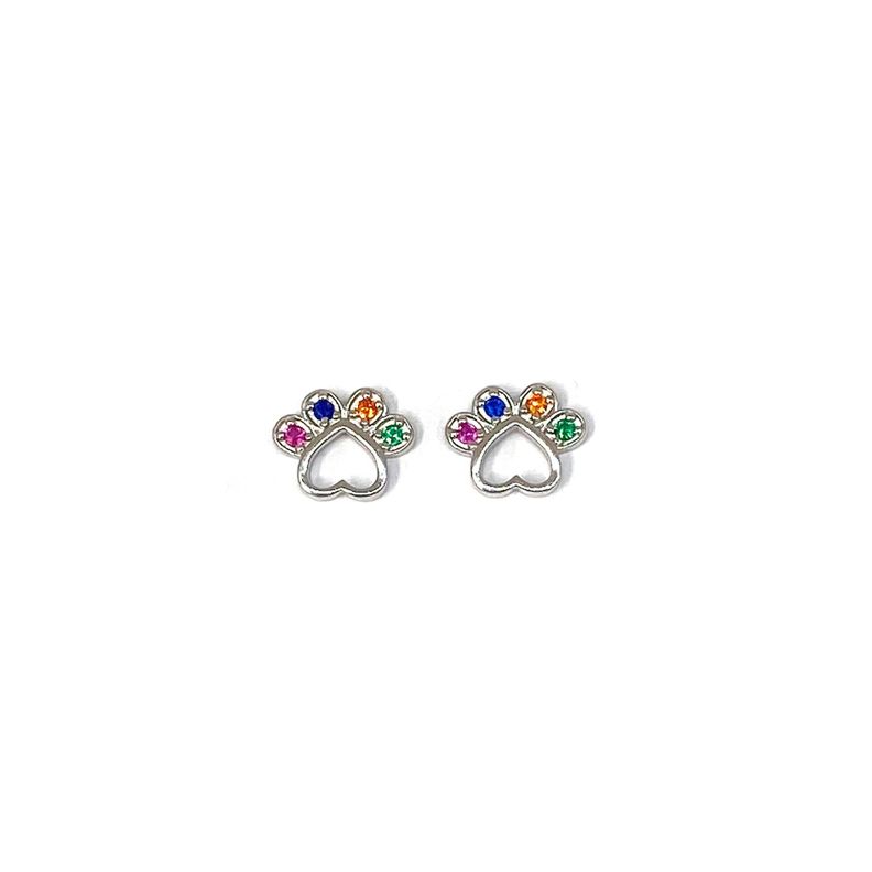 Aros Huella Perro Circones Colores Plata Fina 925-0