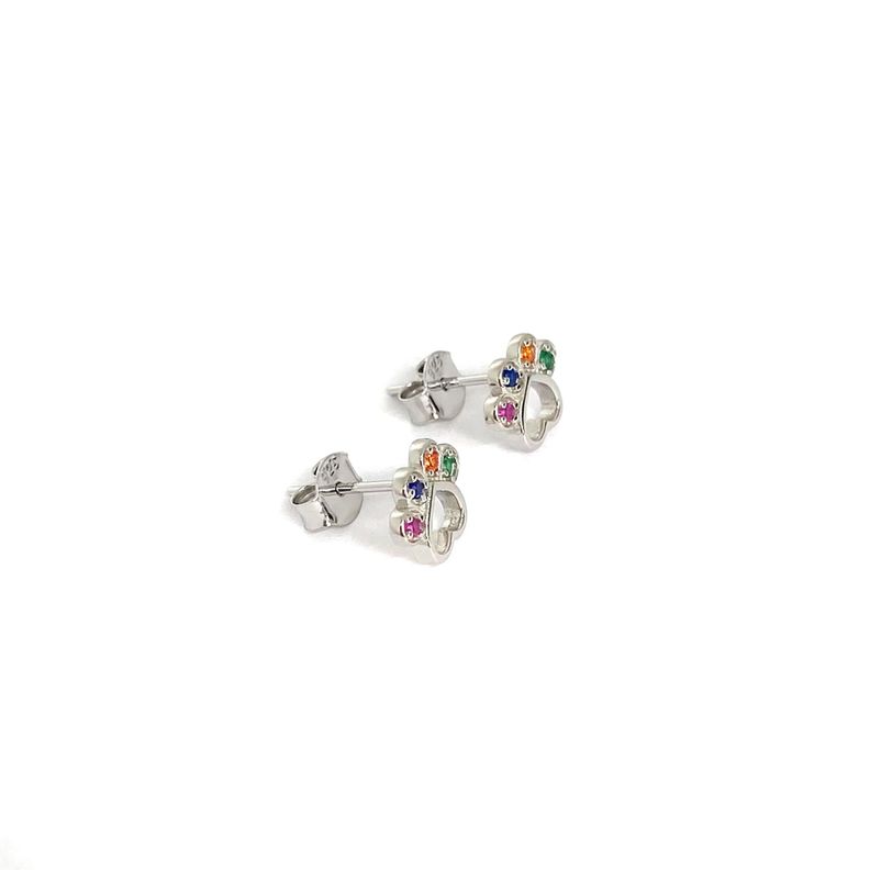 Aros Huella Perro Circones Colores Plata Fina 925-1