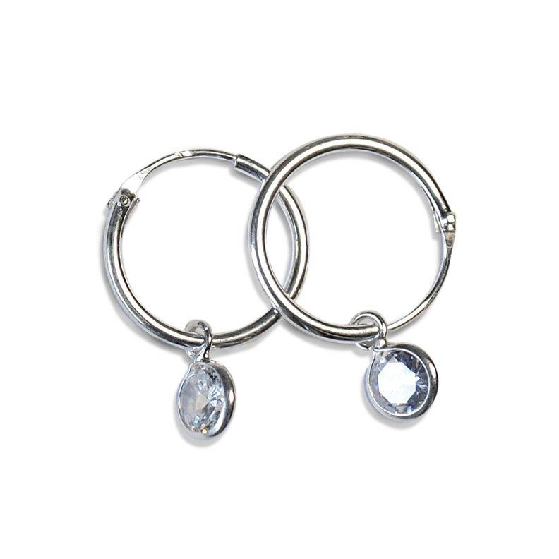 Aros Argolla Circón Plata Fina 925-0