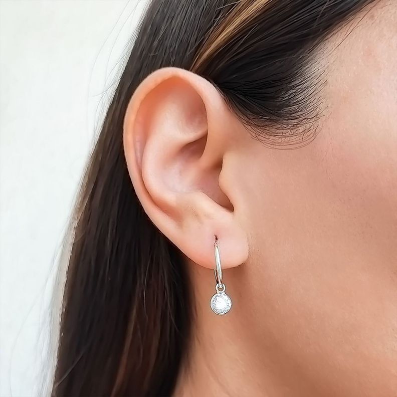 Aros Argolla Circón Plata Fina 925-1