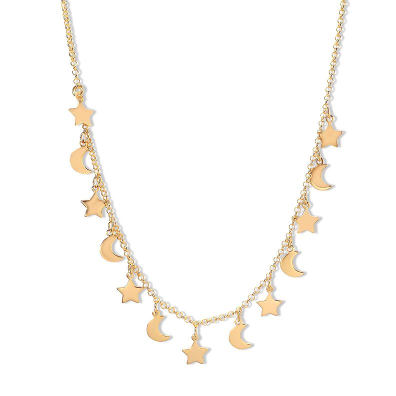 Collar Choker Lunas Estrellas Enchapado Oro 18K 42cm-0